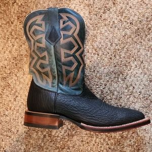Nocona Blue/Grey Square Toe Sharkskin Cowboy Boots Size 10 1/2D